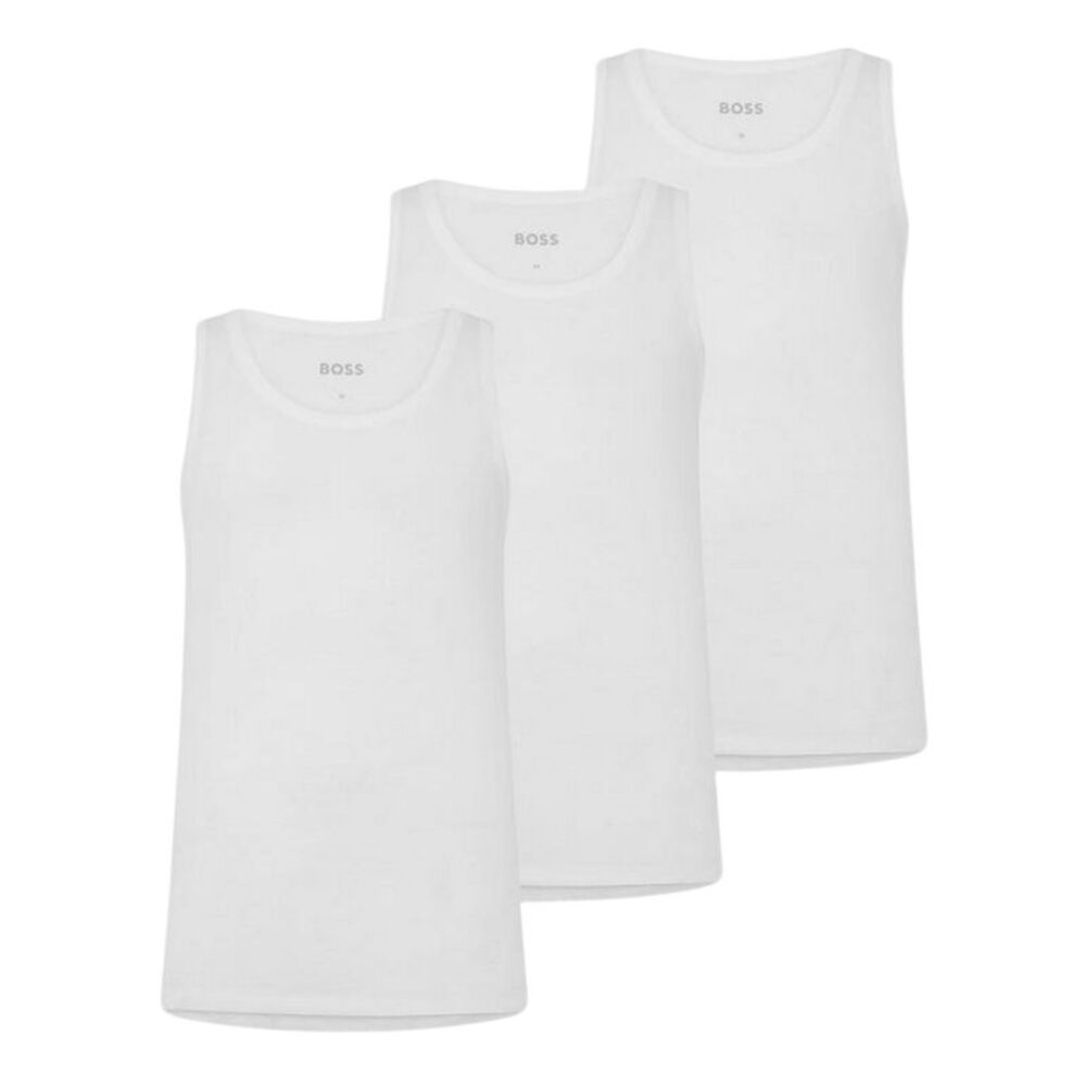 Boss Mens Hbw  Cotton Tank Top (Pack of 3) / White